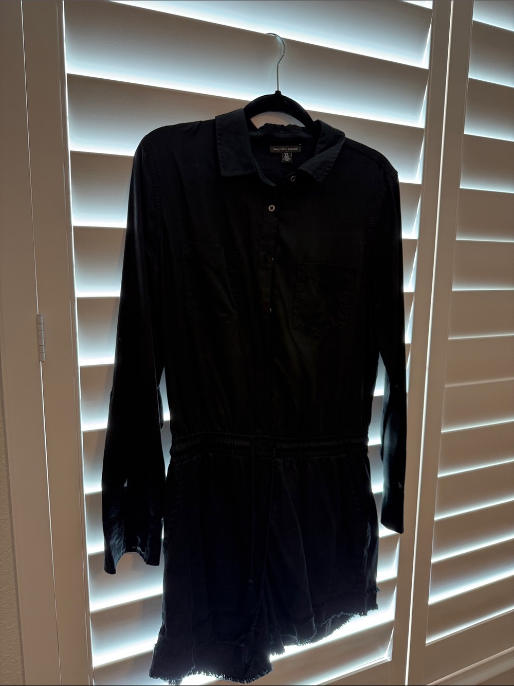 Saks Fifth Avenue Black Long-Sleeve Romper